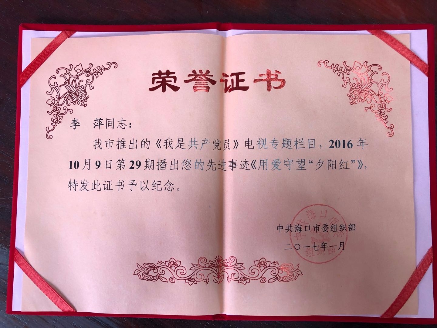 李萍院长的先进事迹在《我是共产党员》电视专题栏目播出